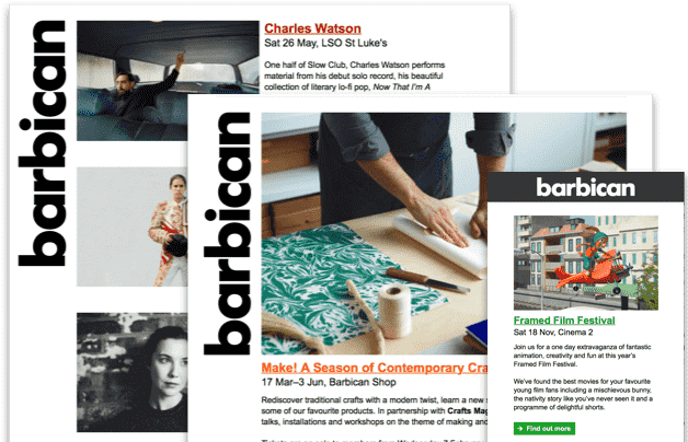 Example of Barbican newsletters